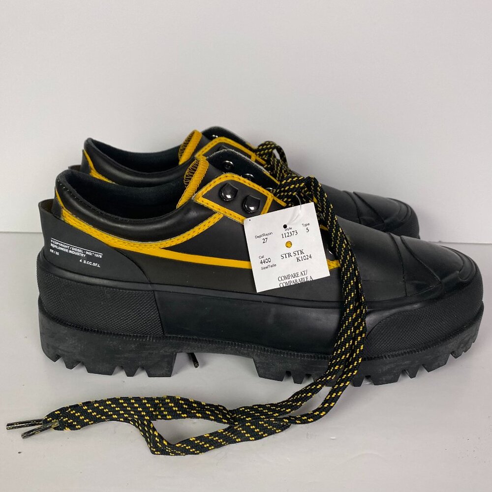 Diesel Men's Black and Yellow Rain Boots